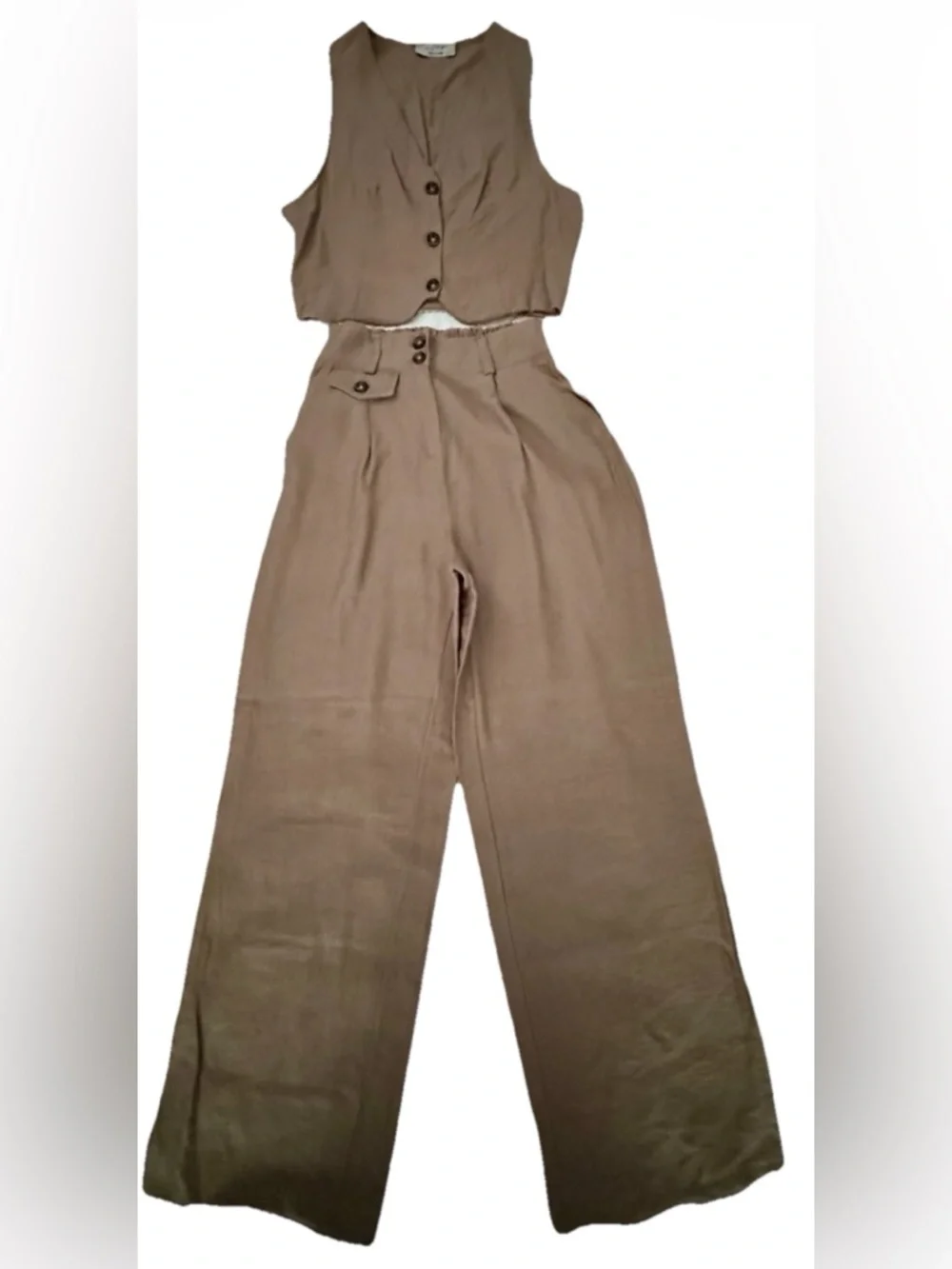 Made In Italy Linen-Blend Vest & Pant Set - Picture 1 of 5